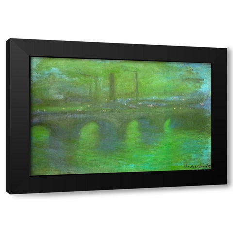 Waterloo Bridge at dusk 1904 Black Modern Wood Framed Art Print by Monet, Claude