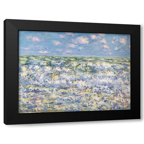 Waves breaking 1881 Black Modern Wood Framed Art Print with Double Matting by Monet, Claude