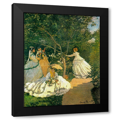 Women in the Garden 1866 Black Modern Wood Framed Art Print with Double Matting by Monet, Claude