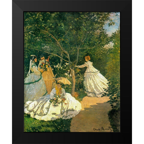 Women in the Garden 1866 Black Modern Wood Framed Art Print by Monet, Claude
