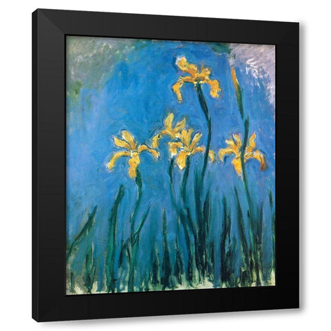 Yellow Irises 1924 Black Modern Wood Framed Art Print with Double Matting by Monet, Claude