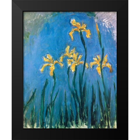 Yellow Irises 1924 Black Modern Wood Framed Art Print by Monet, Claude