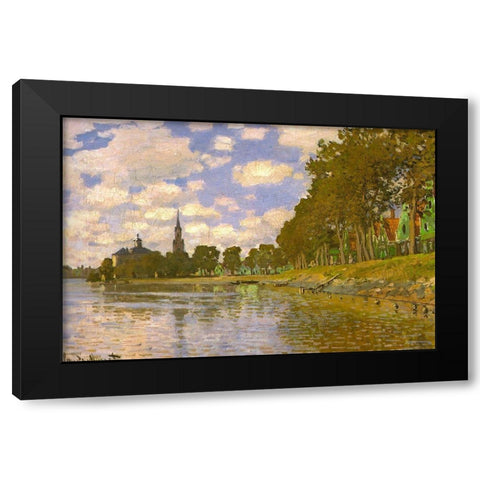 Zaandam-Holland 1871 Black Modern Wood Framed Art Print with Double Matting by Monet, Claude