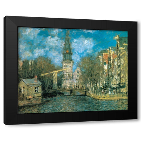 Zuiderkerk-Amsterdam 1872 Black Modern Wood Framed Art Print with Double Matting by Monet, Claude