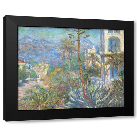 Villas at Bordighera Black Modern Wood Framed Art Print with Double Matting by Monet, Claude