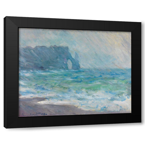 Rain at Etretat Black Modern Wood Framed Art Print with Double Matting by Monet, Claude