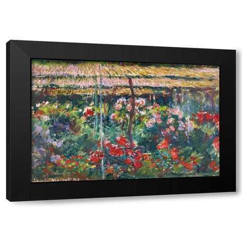 Peony Garden 1887 Black Modern Wood Framed Art Print with Double Matting by Monet, Claude