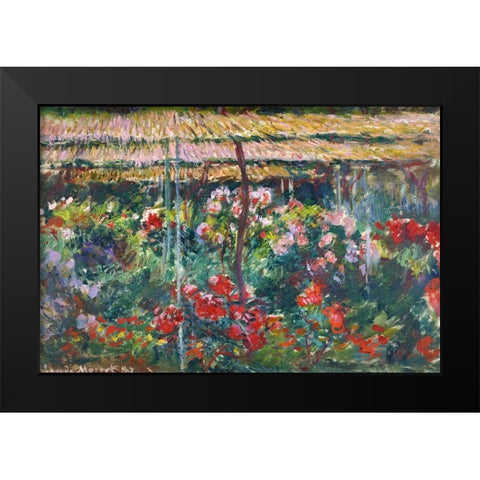 Peony Garden 1887 Black Modern Wood Framed Art Print by Monet, Claude