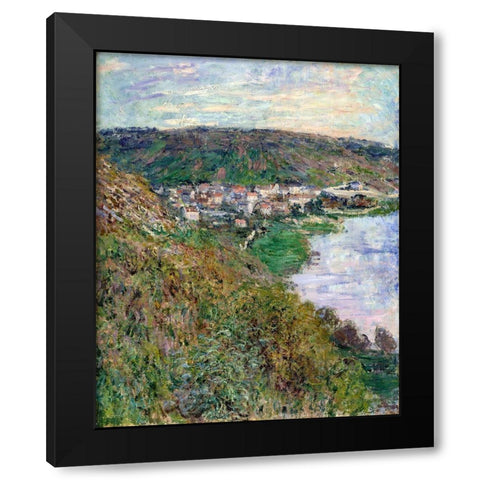 View of Vetheuil 1880 Black Modern Wood Framed Art Print with Double Matting by Monet, Claude