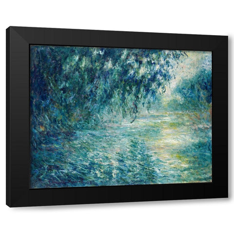 Morning on the Seine 1898 Black Modern Wood Framed Art Print with Double Matting by Monet, Claude