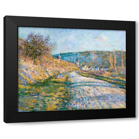 The Road to Vetheuil 1879 Black Modern Wood Framed Art Print with Double Matting by Monet, Claude