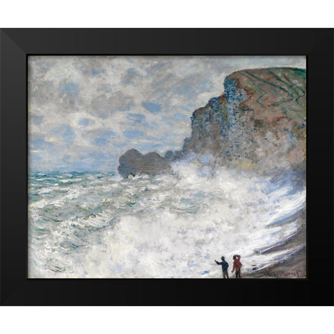 Rough weather at Etretat Black Modern Wood Framed Art Print by Monet, Claude