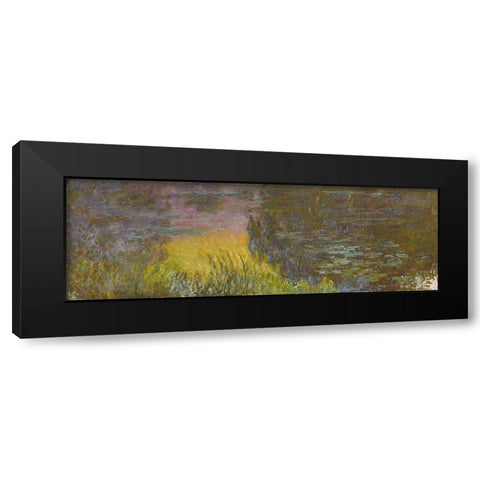 The Water Lilies - Setting Sun Black Modern Wood Framed Art Print with Double Matting by Monet, Claude
