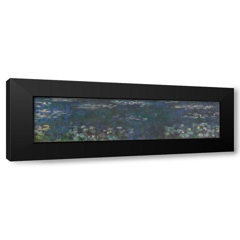 The Water Lilies - Green Reflections Black Modern Wood Framed Art Print with Double Matting by Monet, Claude