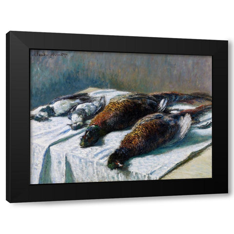 Still Life with Pheasants and Plovers 1879 Black Modern Wood Framed Art Print by Monet, Claude