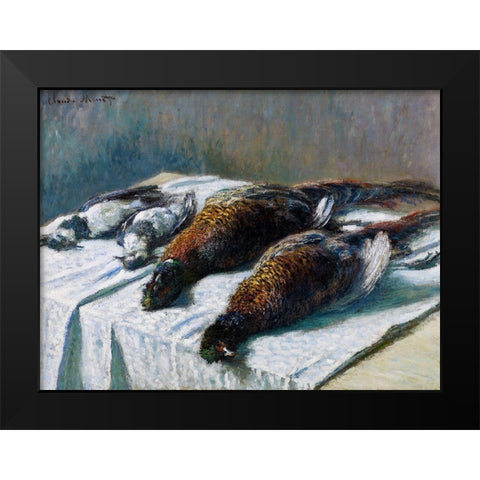 Still Life with Pheasants and Plovers 1879 Black Modern Wood Framed Art Print by Monet, Claude