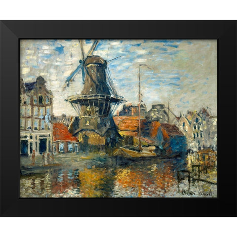 The Windmill on the Onbekende Gracht-Amsterdam 1874 Black Modern Wood Framed Art Print by Monet, Claude