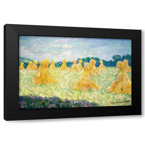 The Young Ladies of Giverny-Sun Effect 1894 Black Modern Wood Framed Art Print with Double Matting by Monet, Claude
