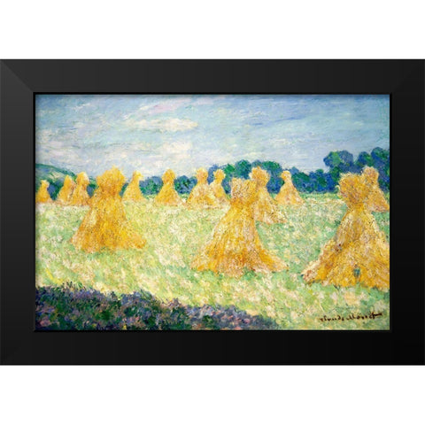 The Young Ladies of Giverny-Sun Effect 1894 Black Modern Wood Framed Art Print by Monet, Claude