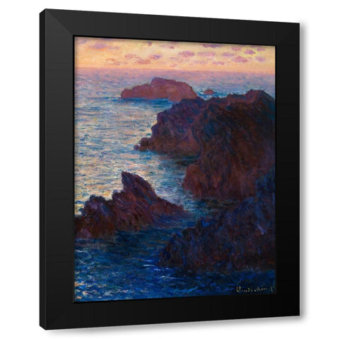 Rocks at Belle-lle-Port-Domois 1886 Black Modern Wood Framed Art Print with Double Matting by Monet, Claude