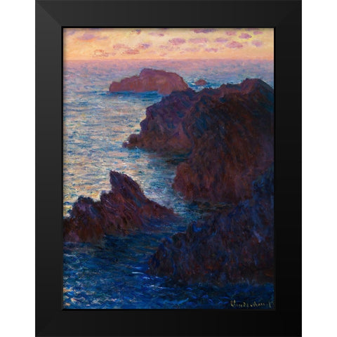 Rocks at Belle-lle-Port-Domois 1886 Black Modern Wood Framed Art Print by Monet, Claude
