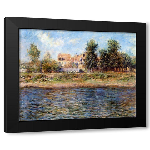The Bank of the Seine 1880 Black Modern Wood Framed Art Print with Double Matting by Monet, Claude