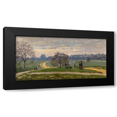 Hyde Park-London 1871 Black Modern Wood Framed Art Print by Monet, Claude