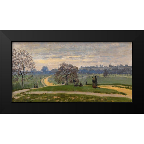 Hyde Park-London 1871 Black Modern Wood Framed Art Print by Monet, Claude