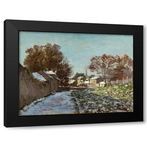 Snow Effect at Argenteuil 1875 Black Modern Wood Framed Art Print with Double Matting by Monet, Claude