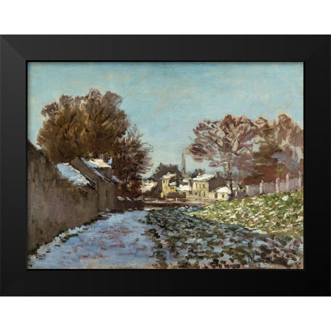Snow Effect at Argenteuil 1875 Black Modern Wood Framed Art Print by Monet, Claude