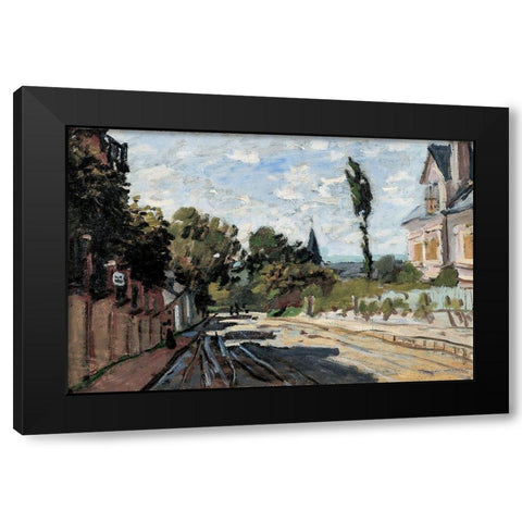 Village Street 1869 Black Modern Wood Framed Art Print with Double Matting by Monet, Claude