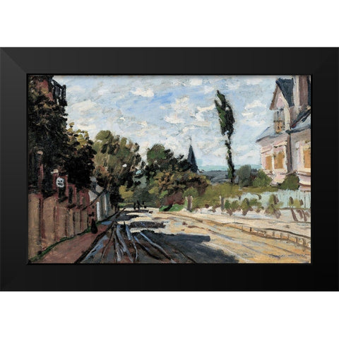 Village Street 1869 Black Modern Wood Framed Art Print by Monet, Claude