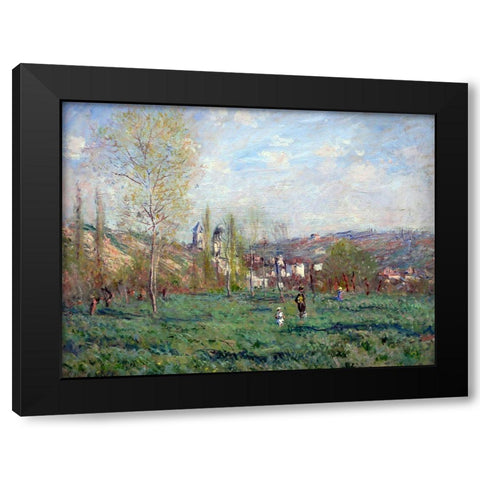 Spring in Vetheuil 1880 Black Modern Wood Framed Art Print with Double Matting by Monet, Claude