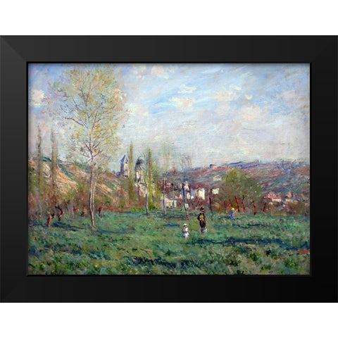 Spring in Vetheuil 1880 Black Modern Wood Framed Art Print by Monet, Claude