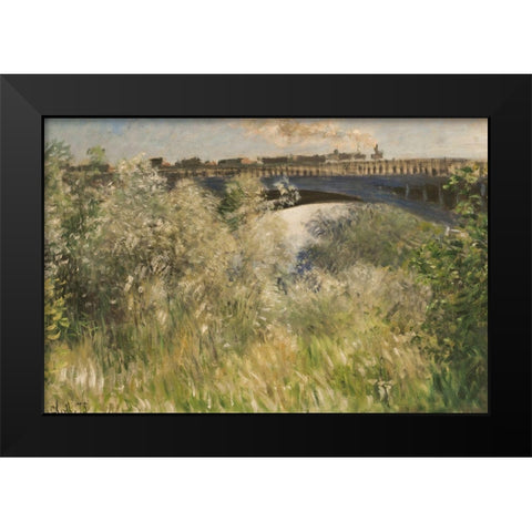 Bridge at Argenteuil 1875 Black Modern Wood Framed Art Print by Monet, Claude