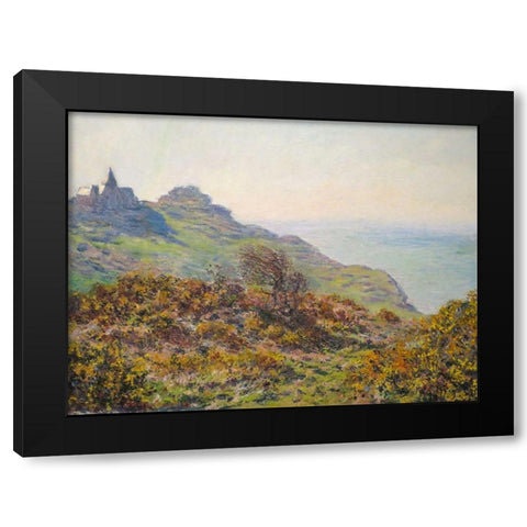 The Church of Varengeville and the Gorge of Moutiers Pass 1882 Black Modern Wood Framed Art Print by Monet, Claude