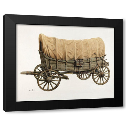 Conestoga Wagon 1938 Black Modern Wood Framed Art Print by Brown, Langden H.
