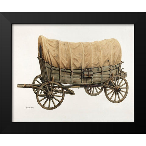 Conestoga Wagon 1938 Black Modern Wood Framed Art Print by Brown, Langden H.