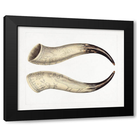 Powder Horn 1938 Black Modern Wood Framed Art Print with Double Matting by Johnston, Annie B.