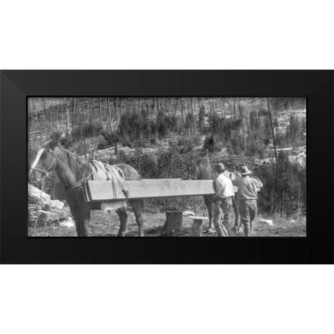 Packing Lumber Black Modern Wood Framed Art Print by Vintage Photography