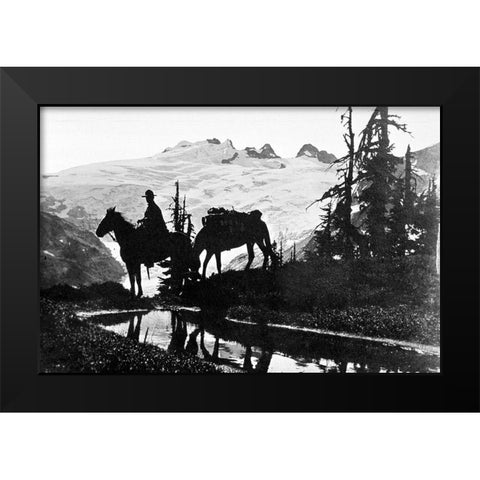 Silhouette of Wilderness Ranger Black Modern Wood Framed Art Print by Vintage Photography
