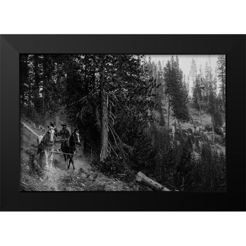 Wagon on Trail from Diamond Lake Black Modern Wood Framed Art Print by Vintage Photography