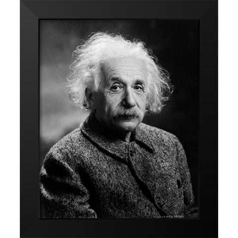Albert Einstein Black Modern Wood Framed Art Print by Vintage Photography