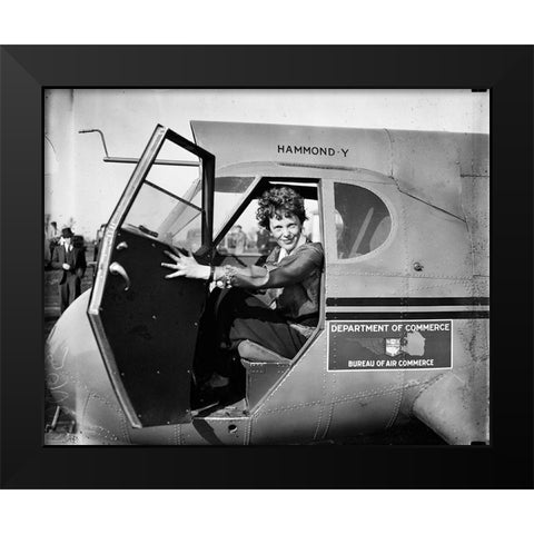 Amelia Earhart 1936 Black Modern Wood Framed Art Print by Vintage Photography