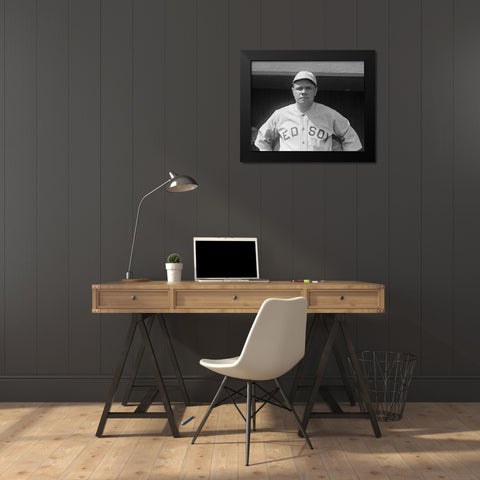 Babe Ruth 1918 Black Modern Wood Framed Art Print by Vintage Photography