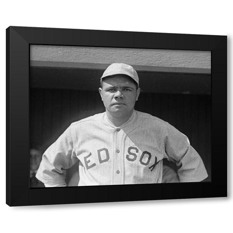 Babe Ruth 1918 Black Modern Wood Framed Art Print by Vintage Photography