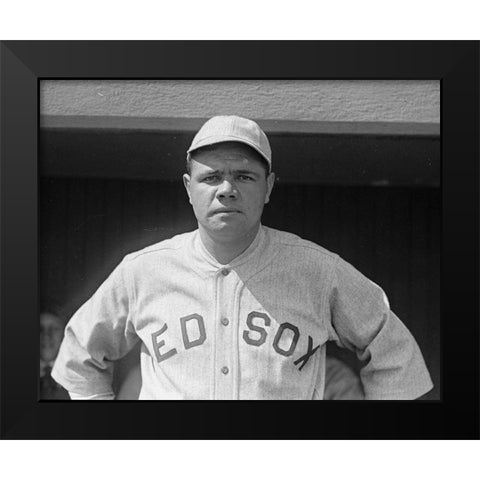 Babe Ruth 1918 Black Modern Wood Framed Art Print by Vintage Photography
