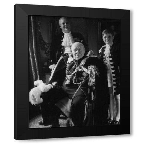 Winston Churchill with his Son and Grandson 1950 Black Modern Wood Framed Art Print by Vintage Photography