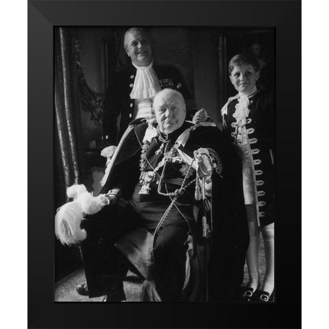 Winston Churchill with his Son and Grandson 1950 Black Modern Wood Framed Art Print by Vintage Photography
