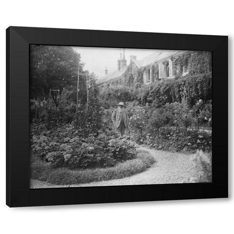 Claude Monet at his House at Giverny 1921 Black Modern Wood Framed Art Print with Double Matting by Vintage Photography